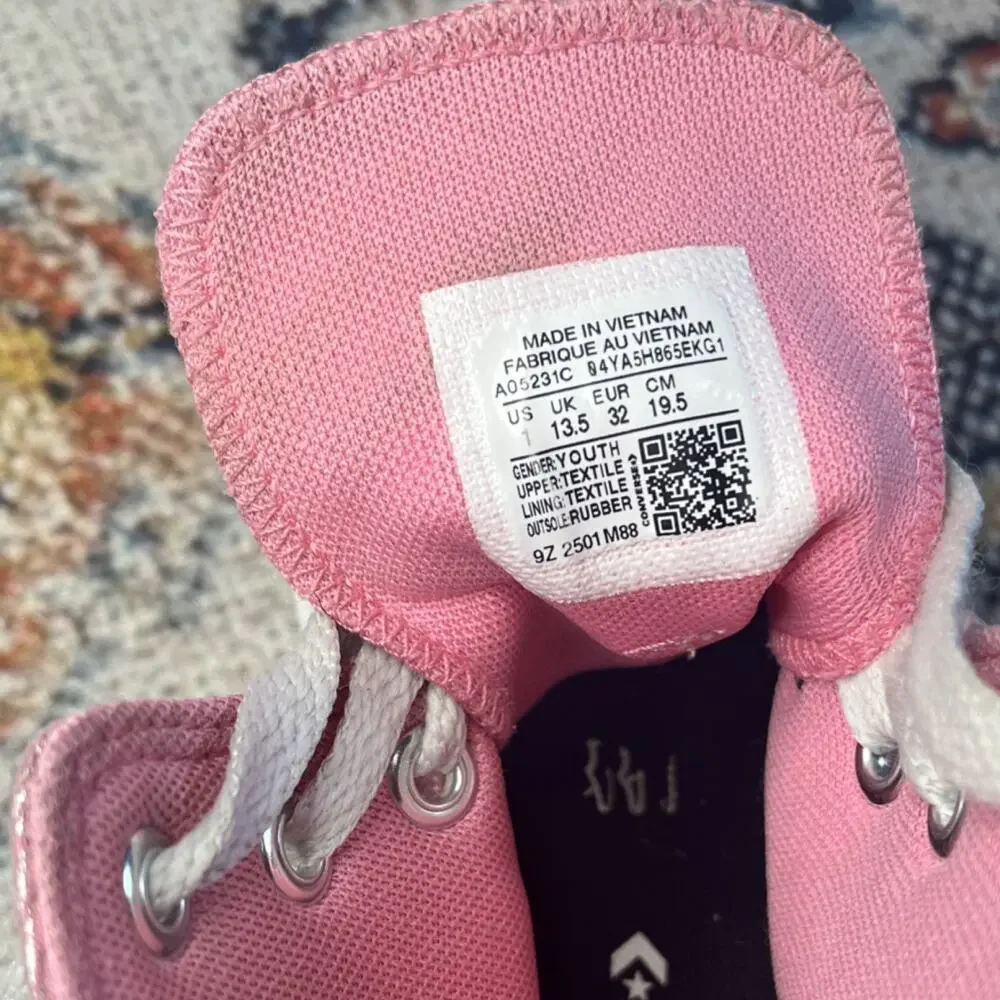 Converse Chuck Taylor All Star Pink Glitter High Top Sneakers Unisex Kids US 1